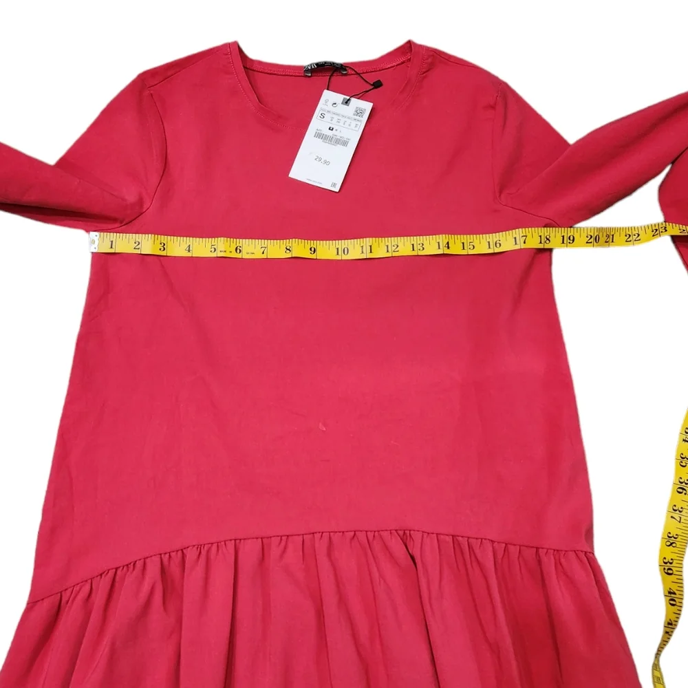 NWT Zara Voluminous Casual Pink Oversize Short Dress Size S